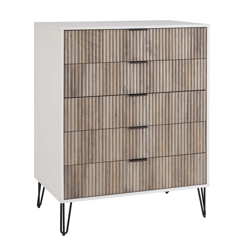 2-Piece DUMBO  5-Drawer Tall Dresser and DUMBO Nightstand 2.0 in Multi-Color