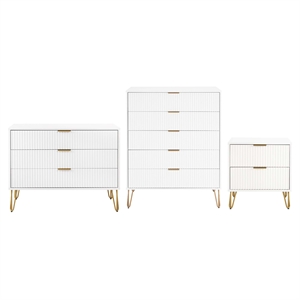 3-piece dumbo 5-drawer tall dresser standard dresser & nightstand in white