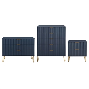 3-piece dumbo 5-drawer tall dresser standard dresser & nightstand in blue