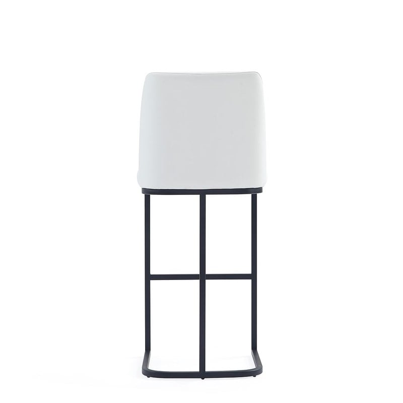 Manhattan Comfort Serena Upholstered Barstool with Steel Base in White