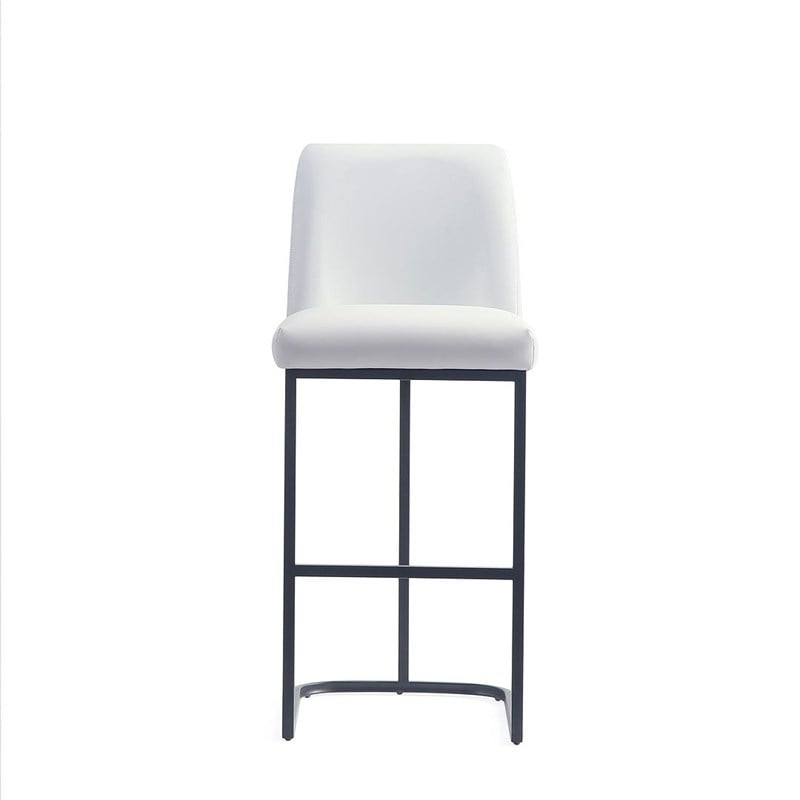 Manhattan Comfort Serena Upholstered Barstool with Steel Base in White