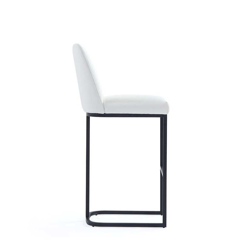 Manhattan Comfort Serena Upholstered Barstool with Steel Base in White