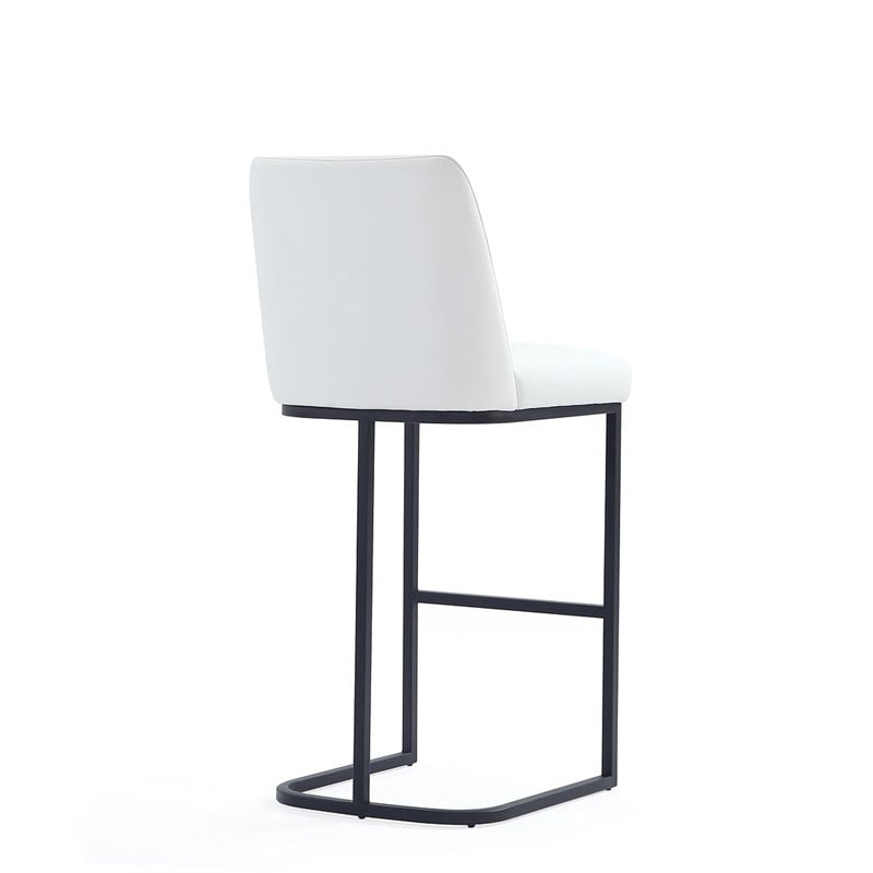 Manhattan Comfort Serena Upholstered Barstool with Steel Base in White