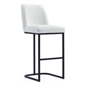 Manhattan Comfort Serena Upholstered Barstool with Steel Base in White