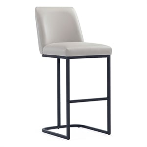 Manhattan Comfort Serena Upholstered Barstool with Steel Base in Light Gray