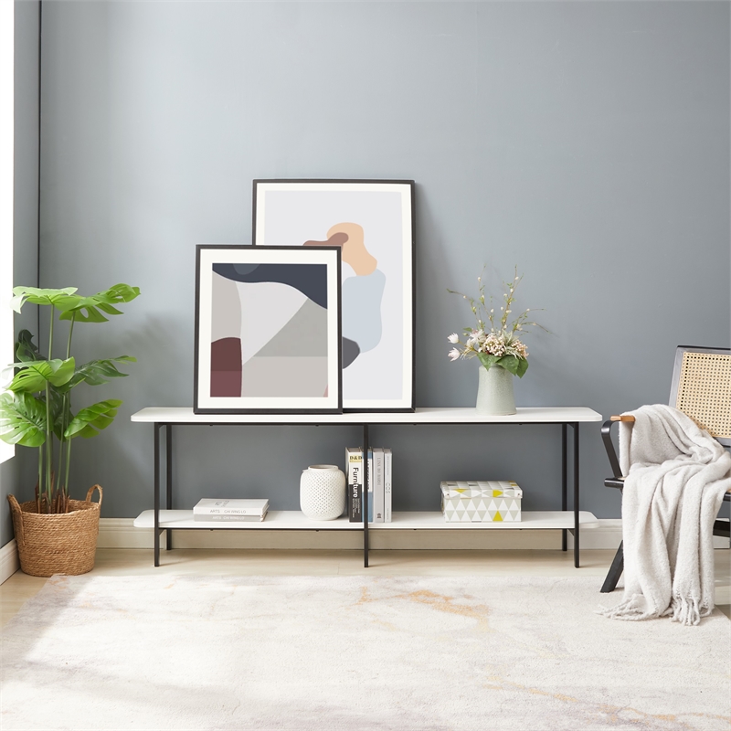 Manhattan Comfort Celine Side Table Console from Engineered Wood in White/Black