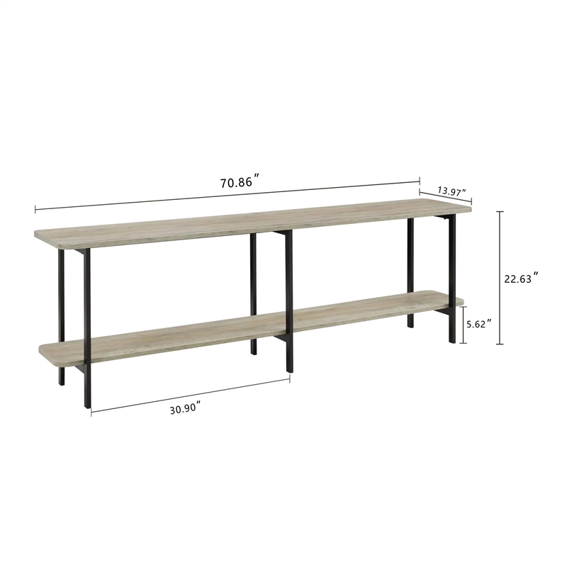 Manhattan Comfort Celine Side Table Console from Engineered Wood in Gray/Black