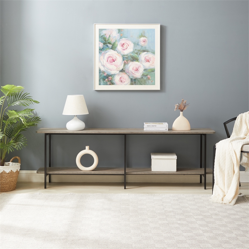 Manhattan Comfort Celine Side Table Console from Engineered Wood in Gray/Black