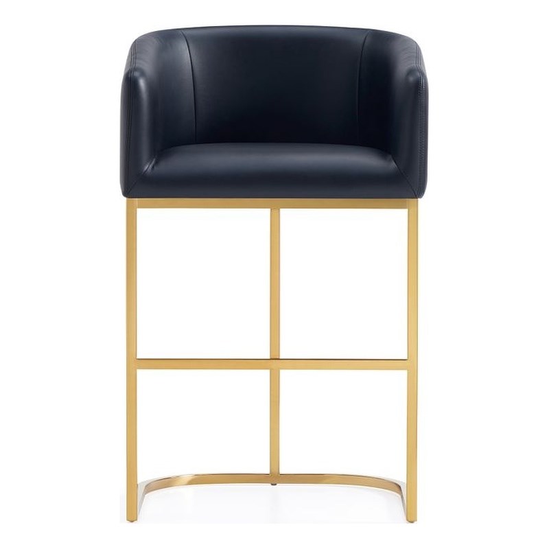 Manhattan Comfort Louvre Upholstered Counter Stool with Steel Base in Black