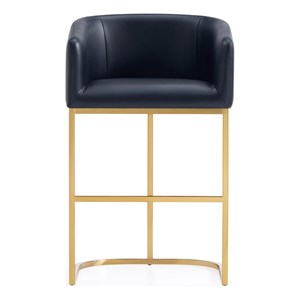 manhattan comfort louvre upholstered counter stool with steel base in black