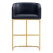 Manhattan Comfort Louvre Upholstered Counter Stool with Steel Base in Black