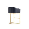 Manhattan Comfort Louvre Upholstered Counter Stool with Steel Base in Black