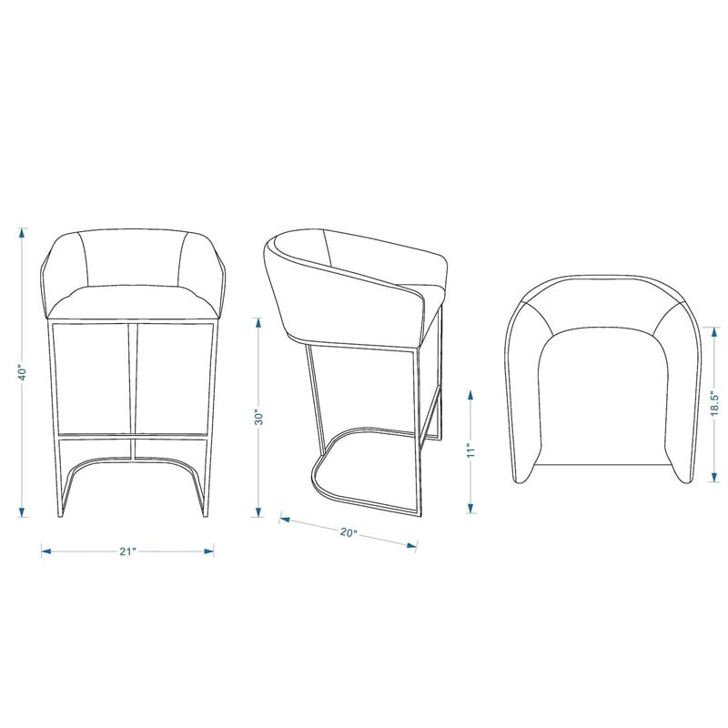 Manhattan Comfort Louvre Upholstered Barstool with Steel Base in Black