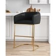 Manhattan Comfort Louvre Upholstered Barstool with Steel Base in Black
