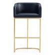 Manhattan Comfort Louvre Upholstered Barstool with Steel Base in Black