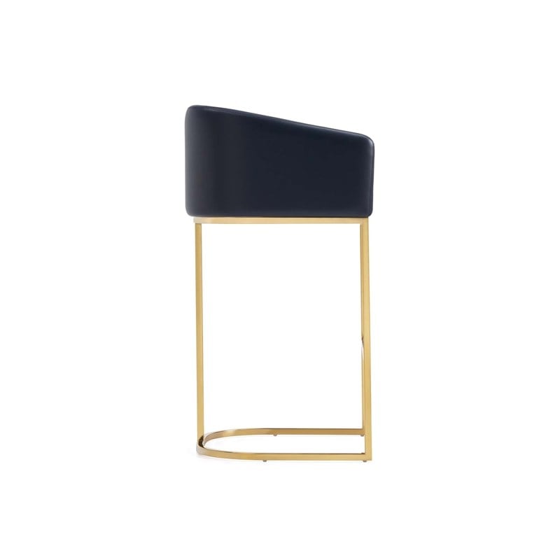 Manhattan Comfort Louvre Upholstered Barstool with Steel Base in Black