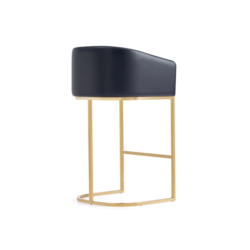 Manhattan Comfort Louvre Upholstered Barstool with Steel Base in Black