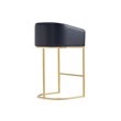 Manhattan Comfort Louvre Upholstered Barstool with Steel Base in Black