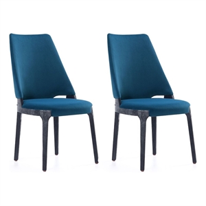 Manhattan Comfort Kara Dining Side Chair from Solid Wood in Blue- Set of 2