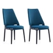 Manhattan Comfort Kara Dining Side Chair from Solid Wood in Blue- Set of 2