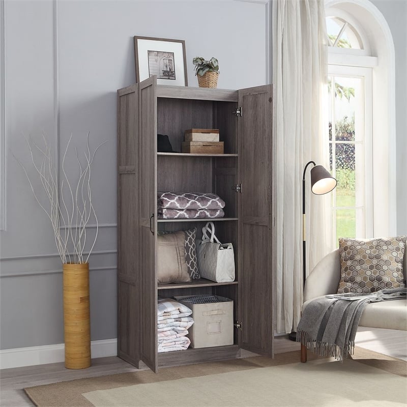 Manhattan Comfort Hopkins Storage Closet 3.0 from Engineered Wood in Gray