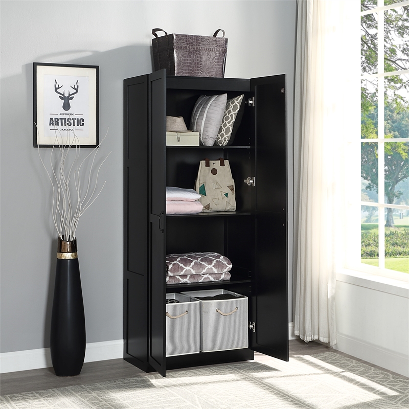 Manhattan Comfort Hopkins Storage Closet 3.0 from Engineered Wood in Black
