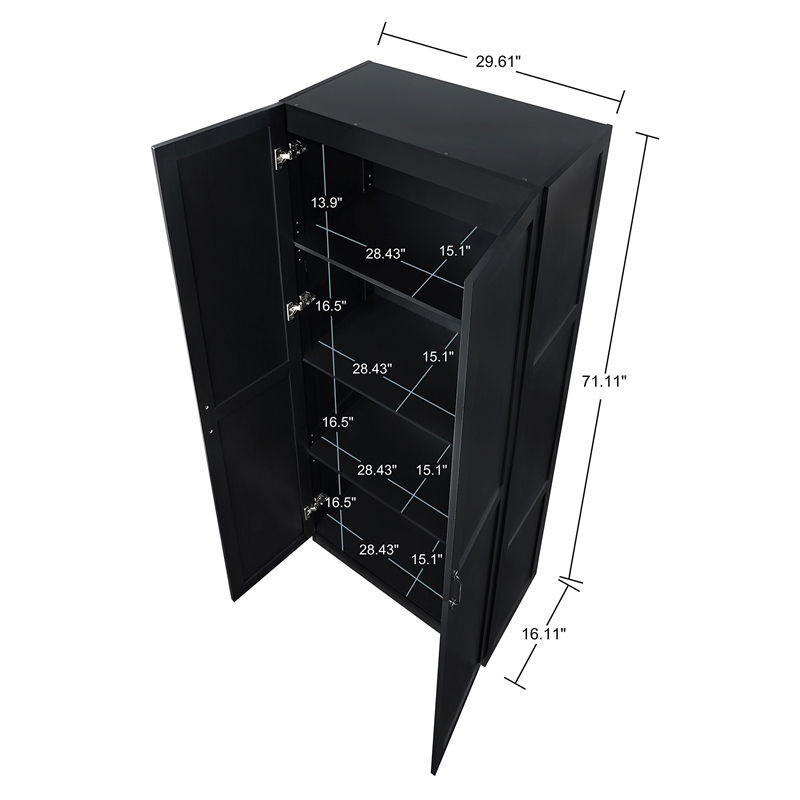 Manhattan Comfort Hopkins Storage Closet 3.0 from Engineered Wood in Black
