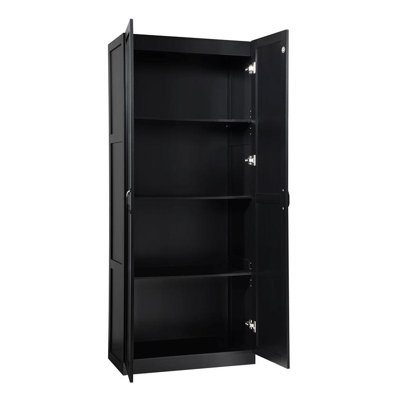 Manhattan Comfort Hopkins Storage Closet 3.0 from Engineered Wood in Black