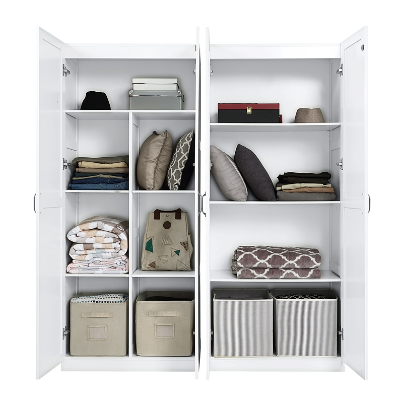 Hopkins Storage Closet 4.0 from Engineered Wood in White - Set of 2