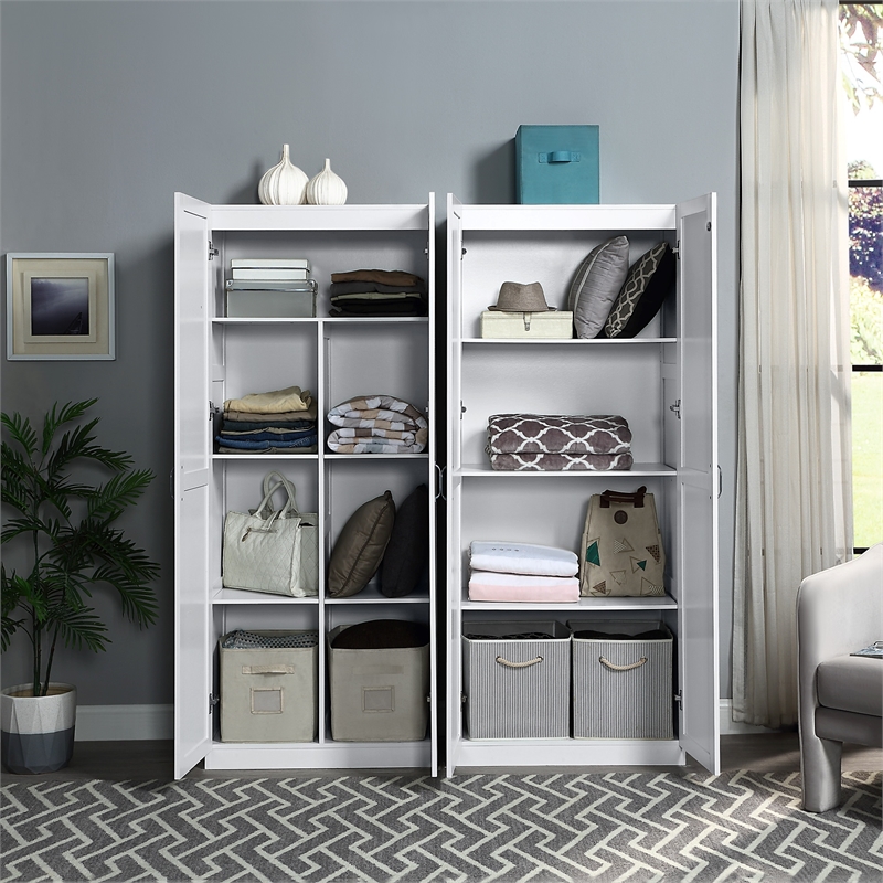 Hopkins Storage Closet 4.0 from Engineered Wood in White - Set of 2