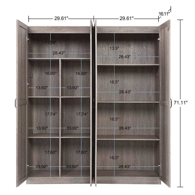Hopkins Storage Closet 4.0 from Engineered Wood in Gray - Set of 2