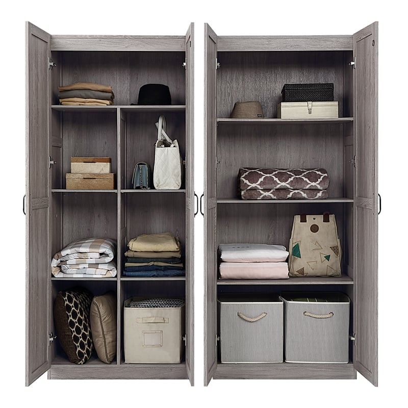 Hopkins Storage Closet 4.0 from Engineered Wood in Gray - Set of 2