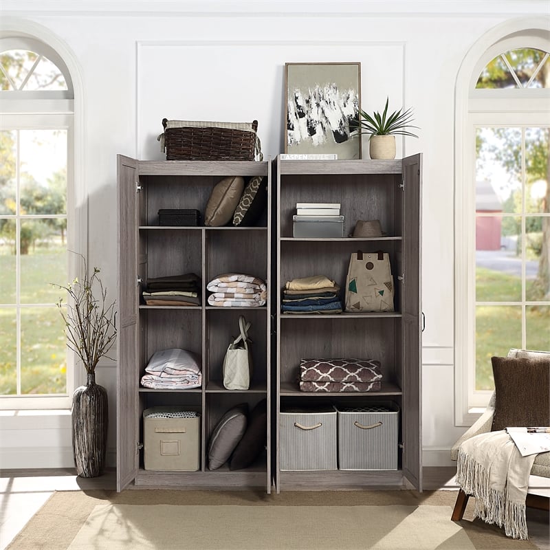 Hopkins Storage Closet 4.0 from Engineered Wood in Gray - Set of 2