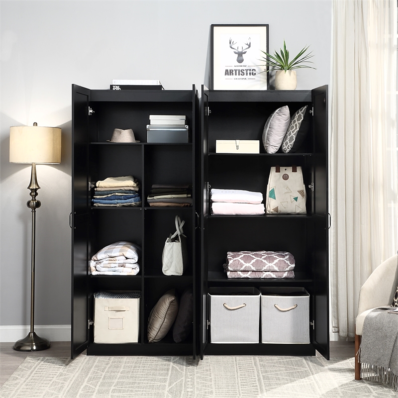 Hopkins Storage Closet 4.0 from Engineered Wood in Black - Set of 2