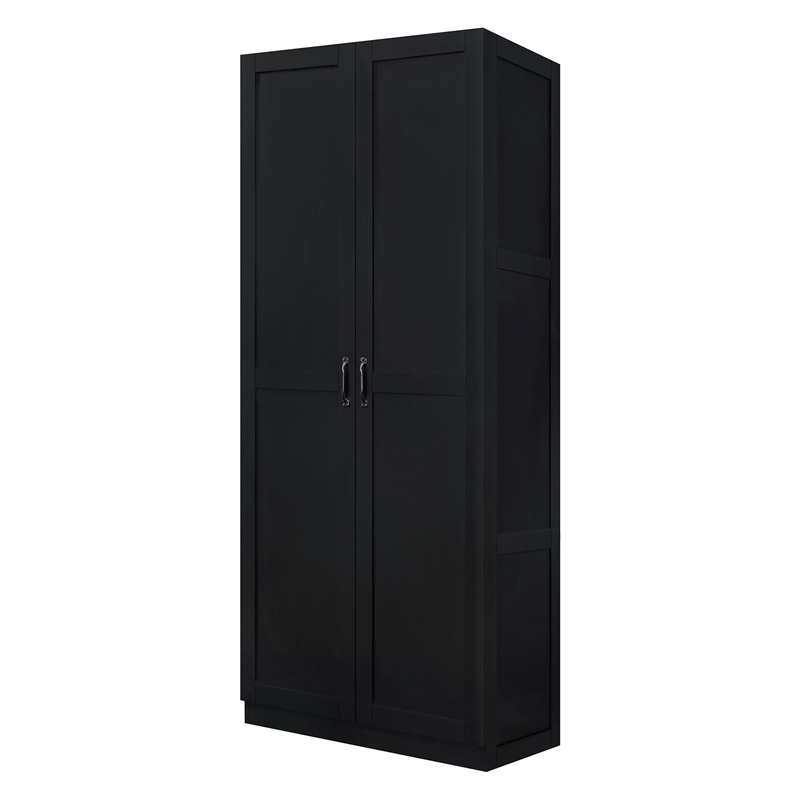 Hopkins Storage Closet 4.0 from Engineered Wood in Black - Set of 2
