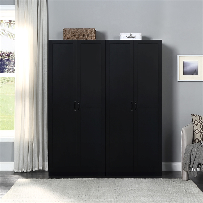 Hopkins Storage Closet 4.0 from Engineered Wood in Black - Set of 2