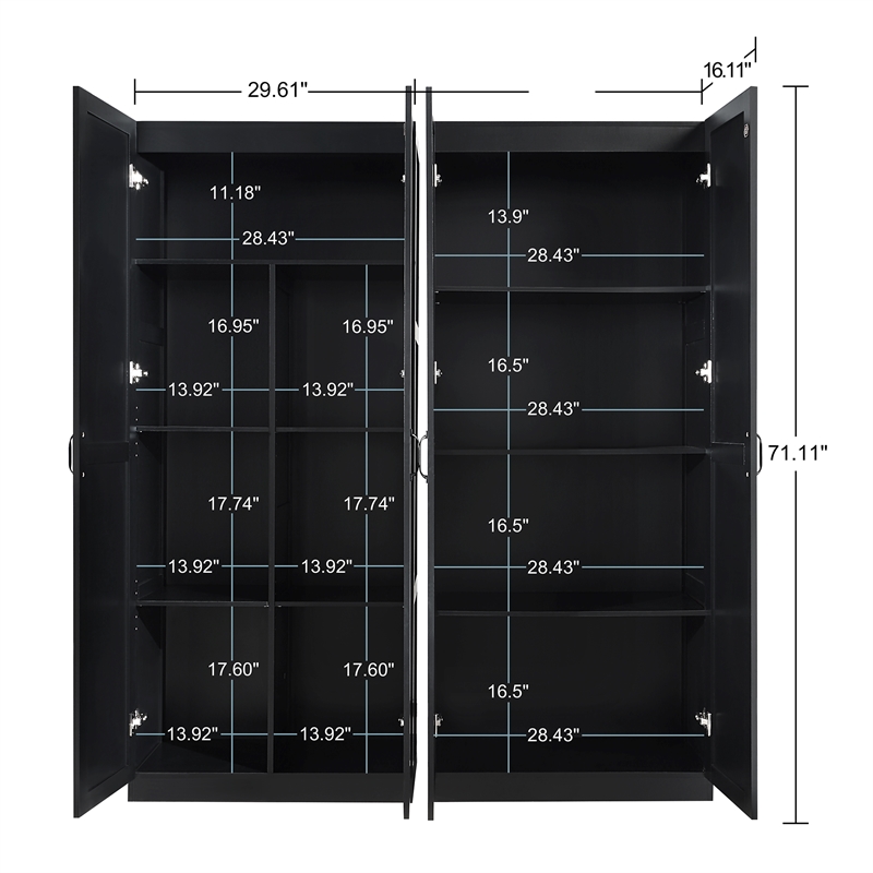Hopkins Storage Closet 4.0 from Engineered Wood in Black - Set of 2
