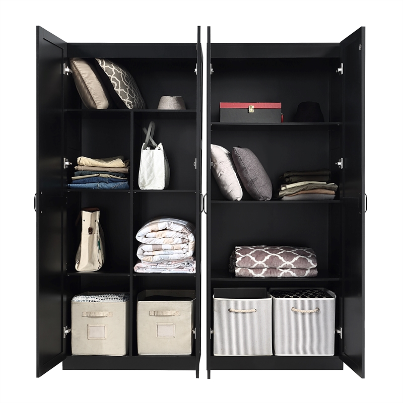Hopkins Storage Closet 4.0 from Engineered Wood in Black - Set of 2