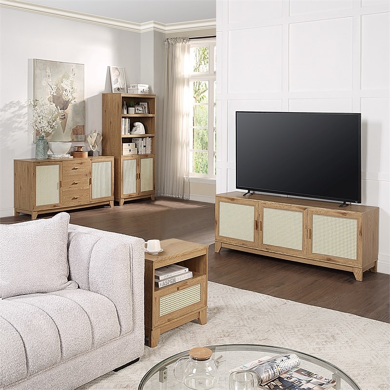 Manhattan Comfort Sheridan TV Stand from Engineered Wood in Natural