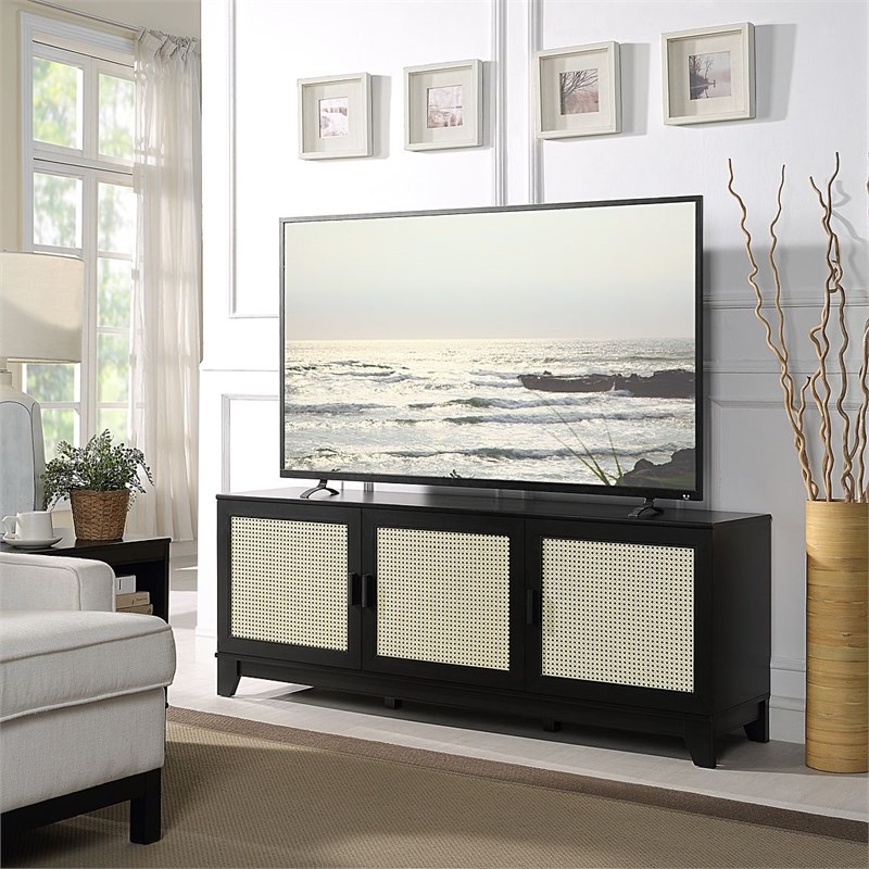 Manhattan Comfort Sheridan TV Stand from Engineered Wood in Black