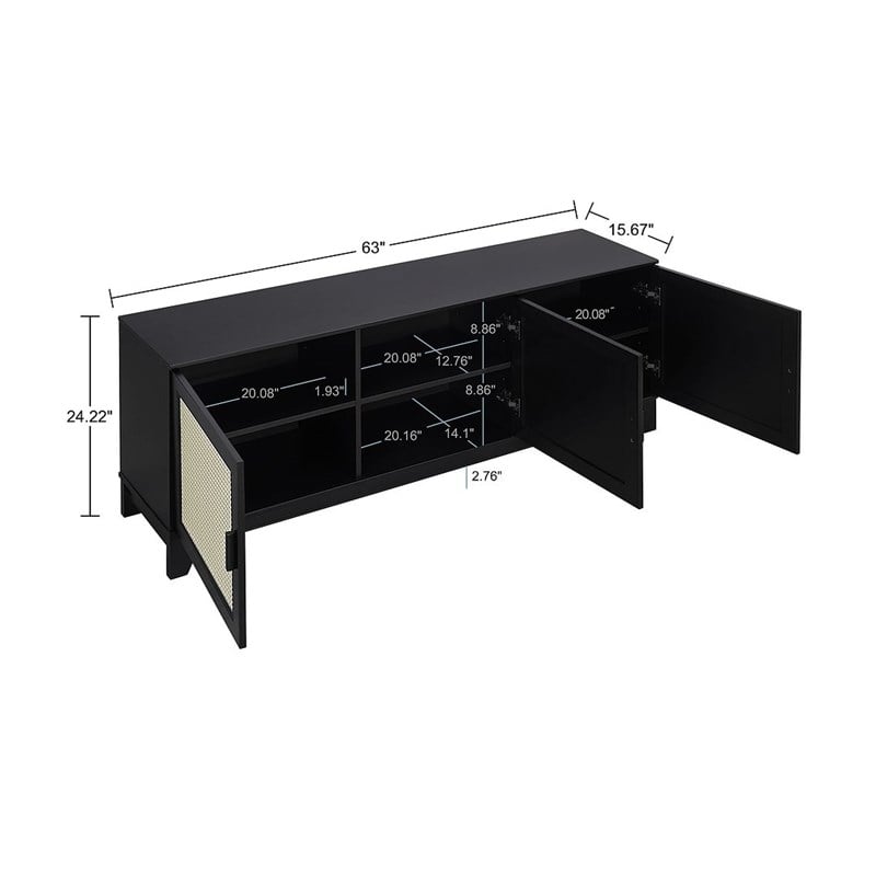 Manhattan Comfort Sheridan TV Stand from Engineered Wood in Black