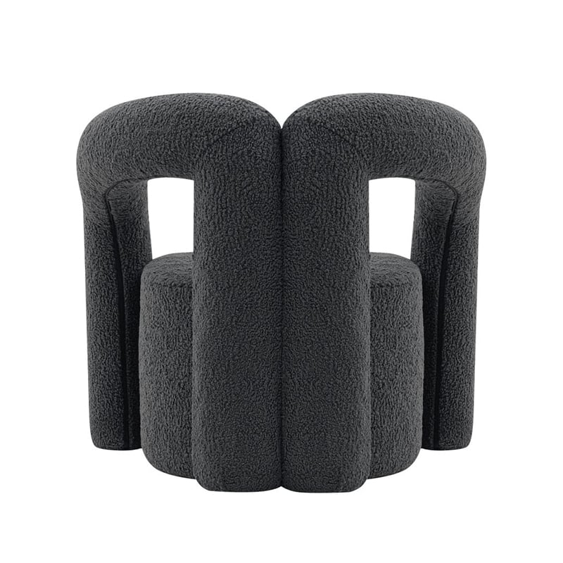 Manhattan Comfort Modern Darian Boucle Accent Chair from Solid Wood in Black