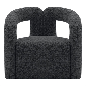 Manhattan Comfort Modern Darian Boucle Accent Chair from Solid Wood in Black