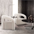 Manhattan Comfort Darian Boucle Accent Chair from Solid Wood in Cream (Set of 2)