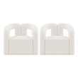 Manhattan Comfort Darian Boucle Accent Chair from Solid Wood in Cream (Set of 2)
