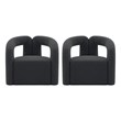 Manhattan Comfort Darian Boucle Accent Chair from Solid Wood in Black (Set of 2)