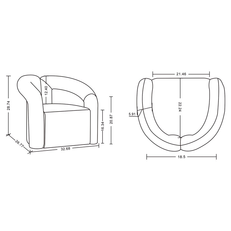 Manhattan Comfort Darian Boucle Accent Chair from Solid Wood in Black (Set of 2)