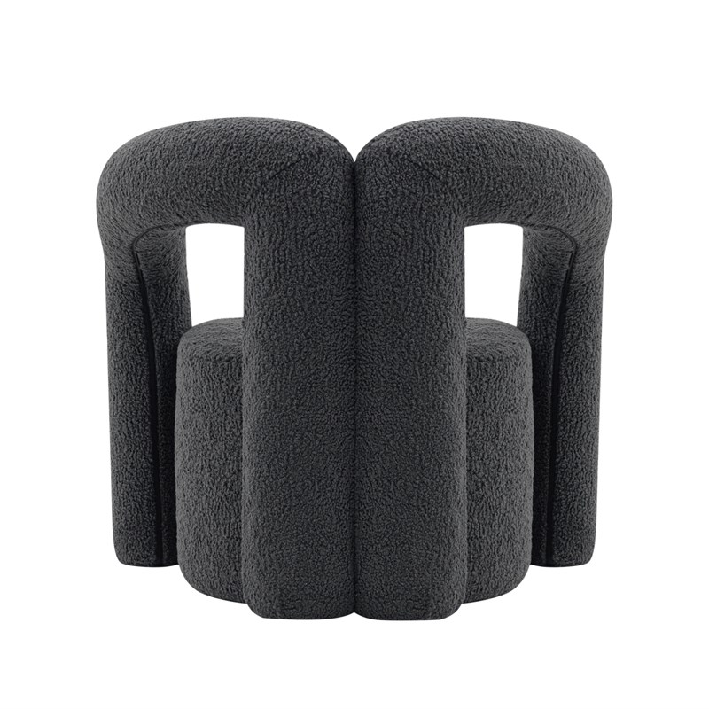 Manhattan Comfort Darian Boucle Accent Chair from Solid Wood in Black (Set of 2)