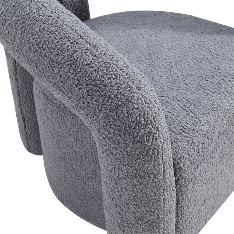 Manhattan Comfort Darian Boucle Accent Chair from Solid Wood in Gray (Set of 2)