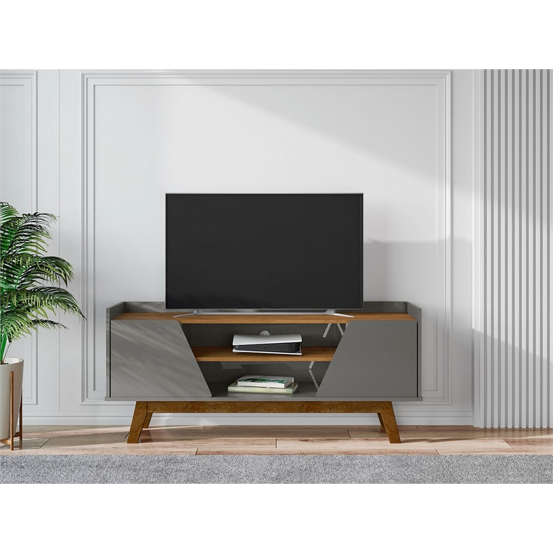 Manhattan Comfort Marcus 53.14 TV Stand from Engineered Wood in Gray